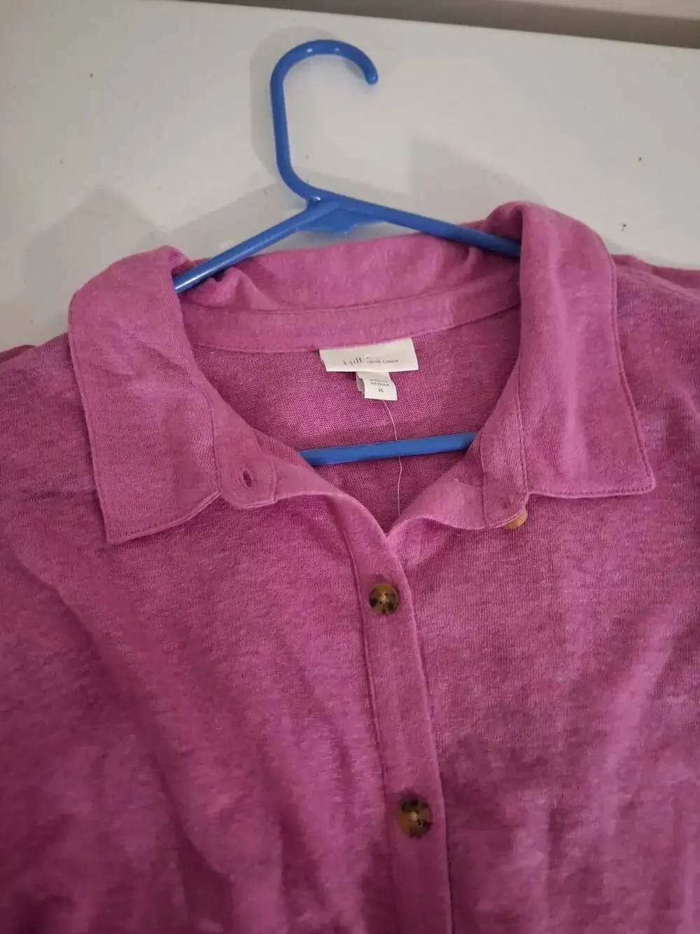 J. Jill Love Linen Long Sleeve Button Down Shirt in Wild Orchid - Picture 6 of 7